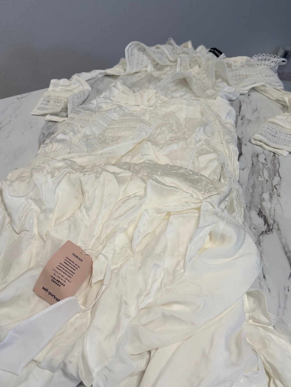 Self-Portrait Cream Off-Shoulder Lace Maxi Dress - Picture 8 of 15